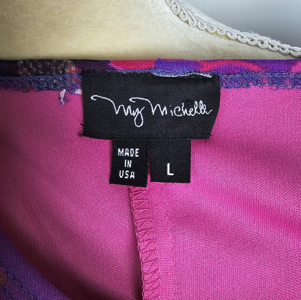My Michelle Purple Floral Whimsigoth Fairy Y2k Bodycon Dress sz L Vintage - Picture 6 of 7